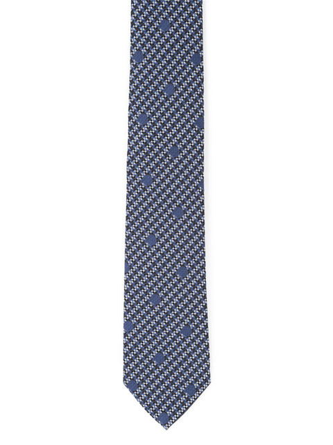 

Peter England Men Blue & White Woven Design Broad Tie