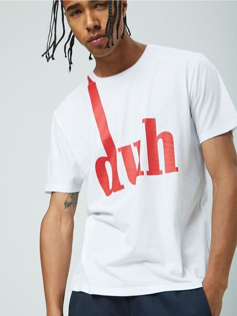 

FOREVER 21 Men White Typography Printed T-shirt