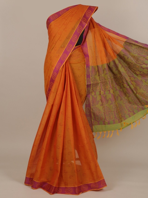 

Pothys Orange & Pink Ethnic Motifs Pure Cotton Saree