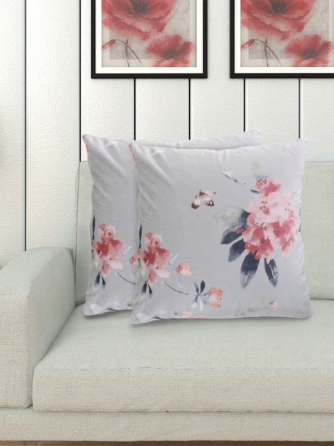 

Home Centre Set of 2 Grey & Pink Floral Square Cushion Covers