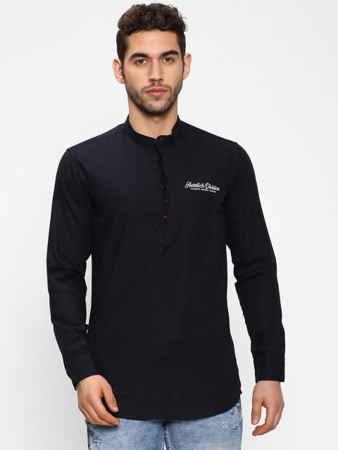 

V2 Value Variety Men Navy Blue Patchwork Kurta