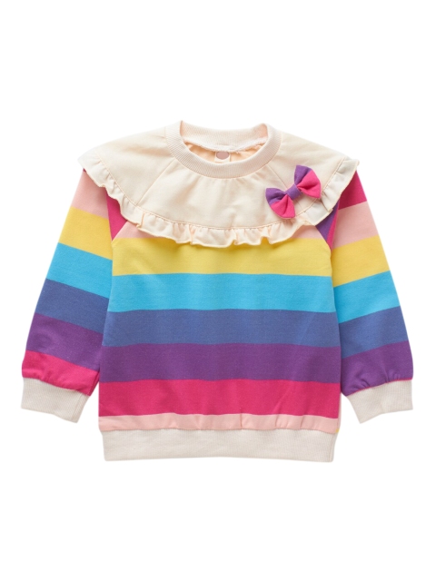 

Like A Boss Girls Cream & Blue Striped Sweatshirt