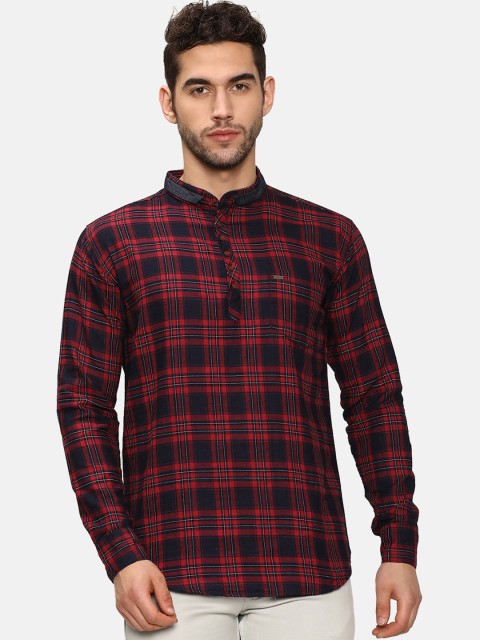 

V2 Value & Variety Men Red Checked Kurta