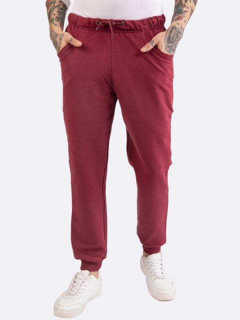 

Bewakoof Men Maroon Pure Cotton Straight-Fit Casual Joggers