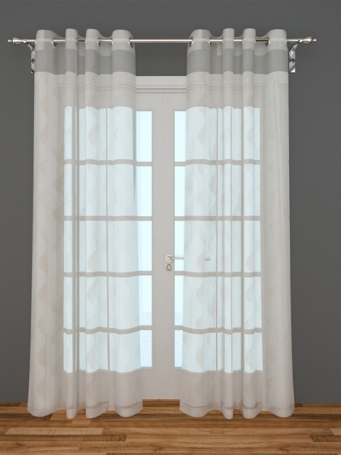 

Home Centre White & Pink Set of 2 Geometric Sheer Door Curtain