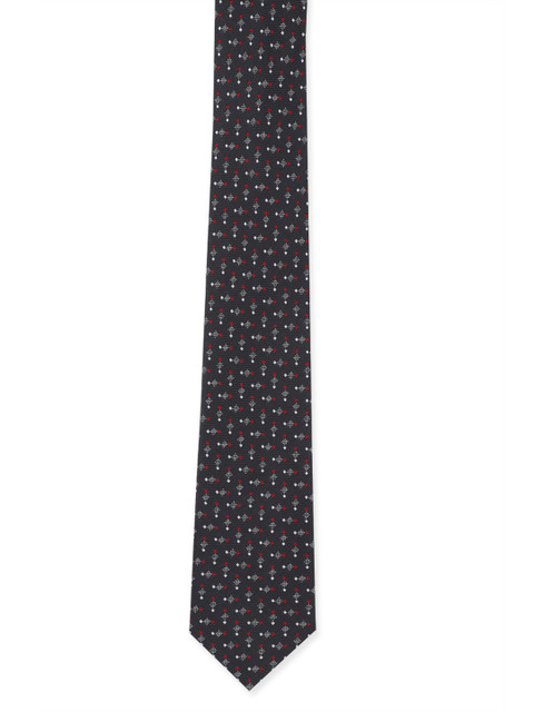 

Peter England Men Grey & White Woven Design Broad Tie