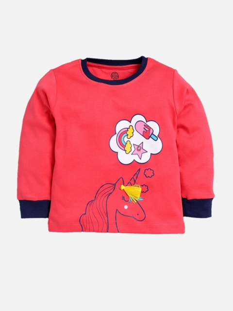

TAMBOURINE Girls Pink = Printed Applique T-shirt =