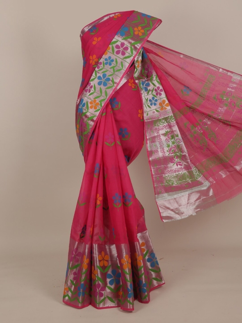 

Pothys Pink Floral Pure Cotton Saree