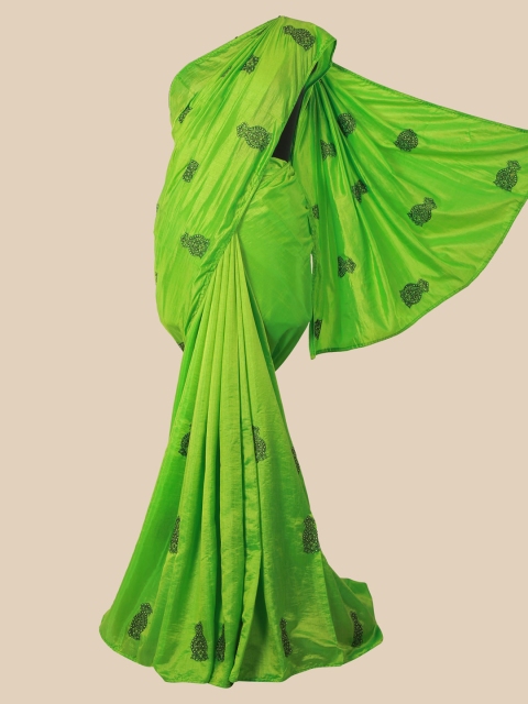 

Pothys Green Ethnic Motifs Sequinned Art Silk Saree