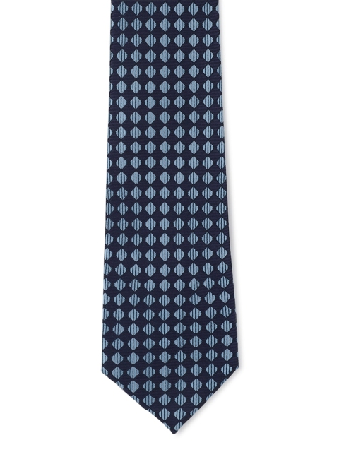 Peter England Men Navy Blue Woven Design Broad Tie