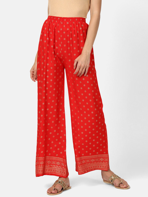 

V2 Value & Variety Women Red & Golden Printed Ethnic Palazzos
