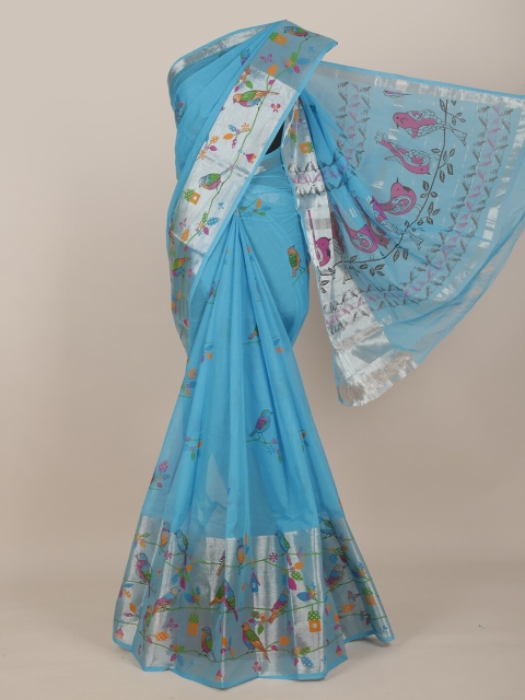 

Pothys Blue Ethnic Motifs Pure Cotton Saree