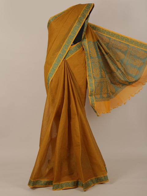 

Pothys Mustard Pure Cotton Tussar Saree