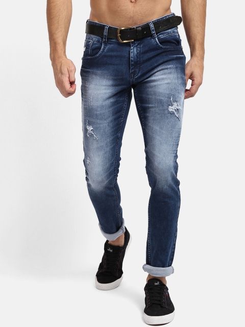 

V2 Value & Variety Men Blue Mildly Distressed Heavy Fade Jeans