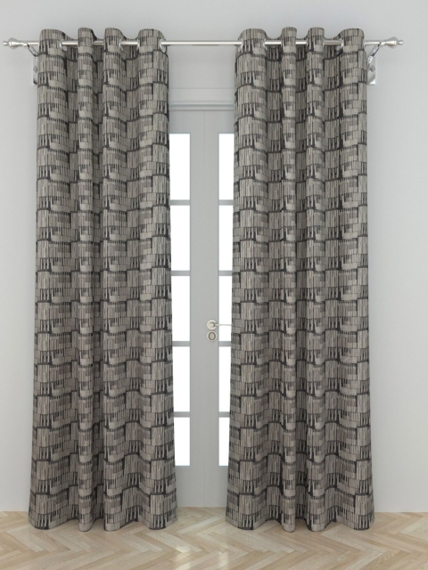 

Home Centre Grey & Black Set of 2 Door Curtain