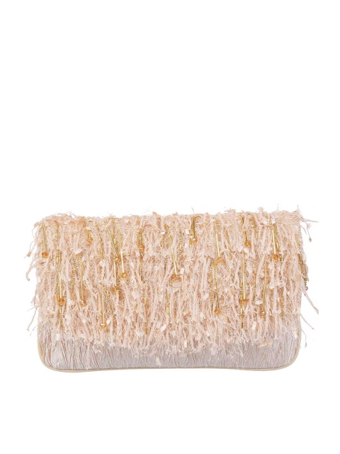 

Metro Beige & Gold-Toned Embellished Purse Clutch