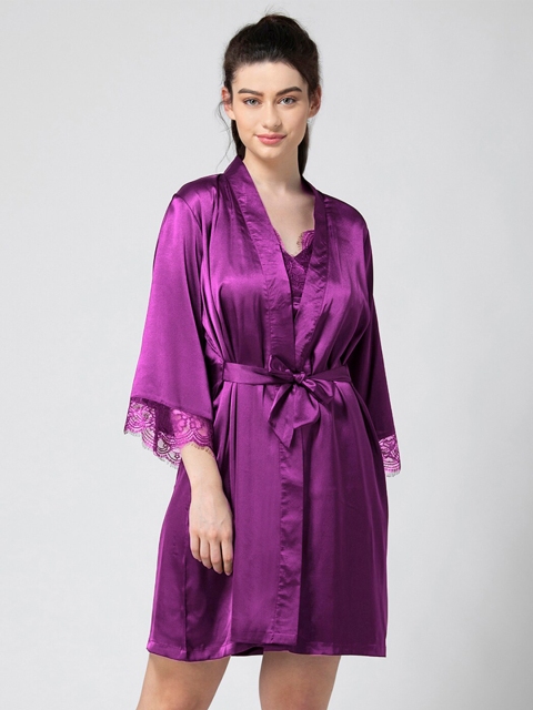 

ADORENITE Womens Purple Striped Nightdress