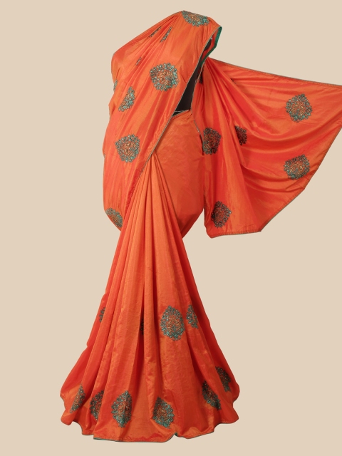 

Pothys Orange Floral Art Silk Saree