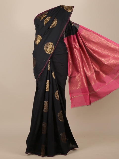 

Pothys Black & Pink Woven Design Zari Pure Cotton Saree