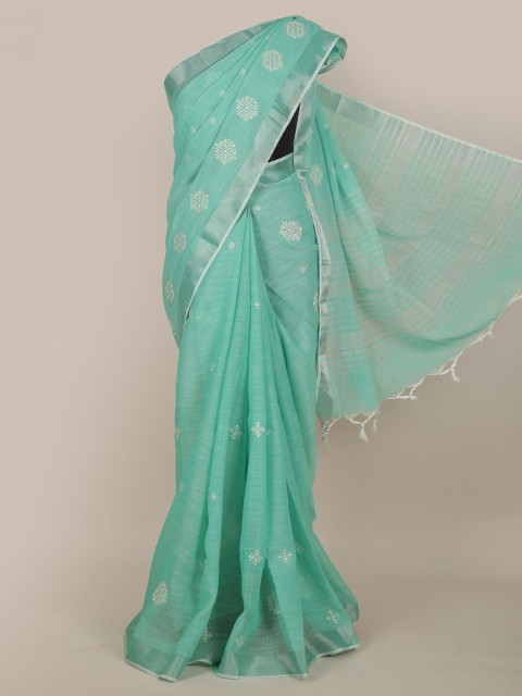 

Pothys Sea Green & White Woven Design Cotton Blend Saree