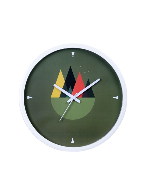 Bodh Design Green & Red Printed 28 Cm Contemporary Analogue Wall Clock