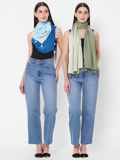 

Get Wrapped Women Multi Pack of 2 Ombre Dobby Border with Tassels Scarf