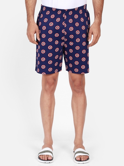 

Free Authority Men Navy Blue Captain America Printed Cotton Lounge Shorts