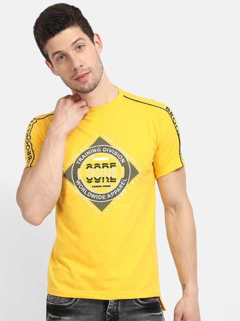 

V2 Value & Variety Men Yellow Typography Printed V-Neck T-shirt