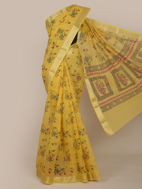 

Pothys Mustard & Pink Floral Saree