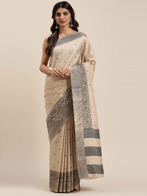 

Soch Beige & Grey Ethnic Motifs Tussar Saree