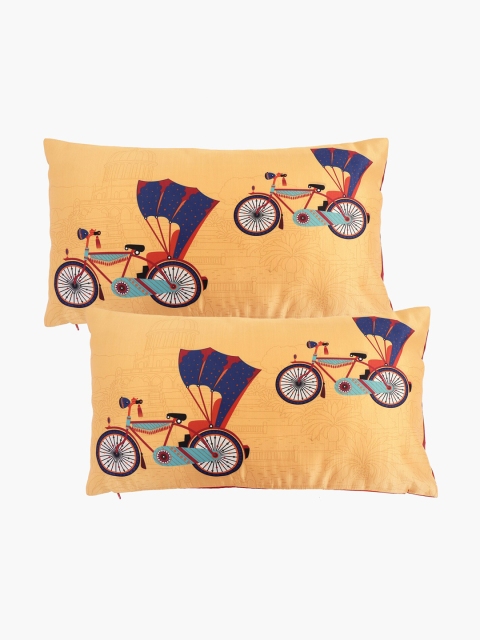 

Home Centre Yellow & Blue Set of 2 Abstract Rectangle Cushion Covers