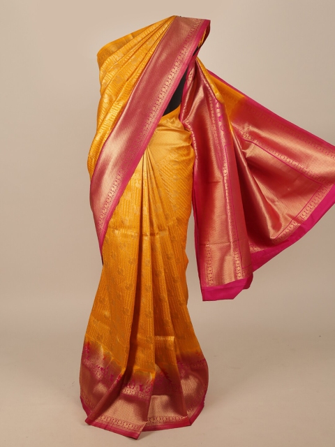 

Pothys Yellow & Pink Woven Design Zari Jute Silk Saree
