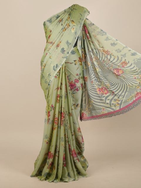 

Pothys Green & Blue Floral Printed Saree