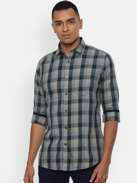 

Van Heusen Sport Men Grey & Black Slim Fit Checked Casual Shirt