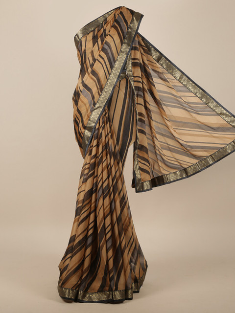 

Pothys Brown & Black Striped Zari Saree