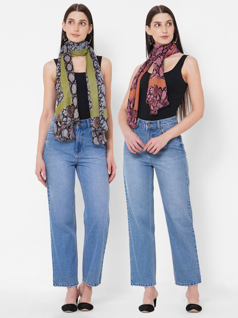 

Get Wrapped Women Pack of 2 Pink & Green Printed Scarf