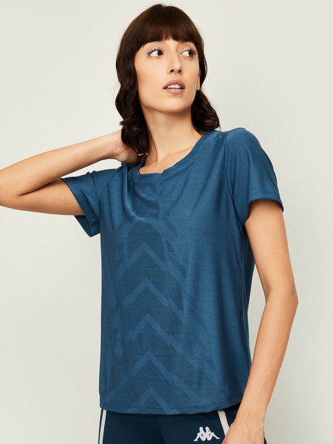 

Kappa Women Navy Blue Printed Training or Gym T-shirt