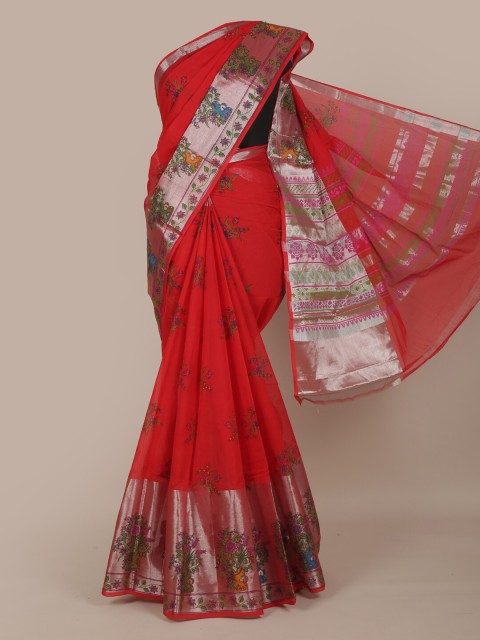 

Pothys Red Floral Pure Cotton Saree