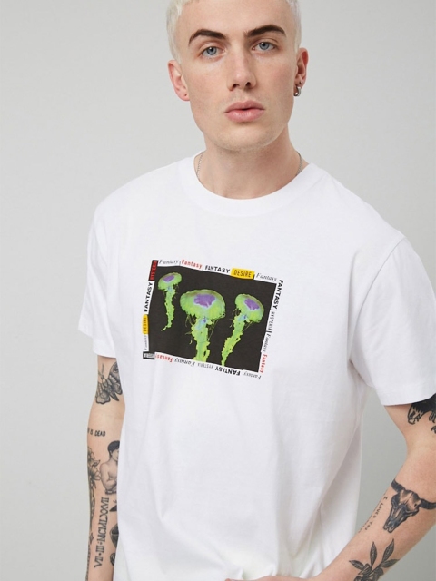 FOREVER 21 Men White Printed T-shirt