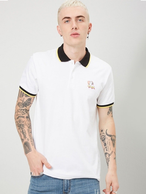 

FOREVER 21 Men Multi Polo Collar Applique T-shirt