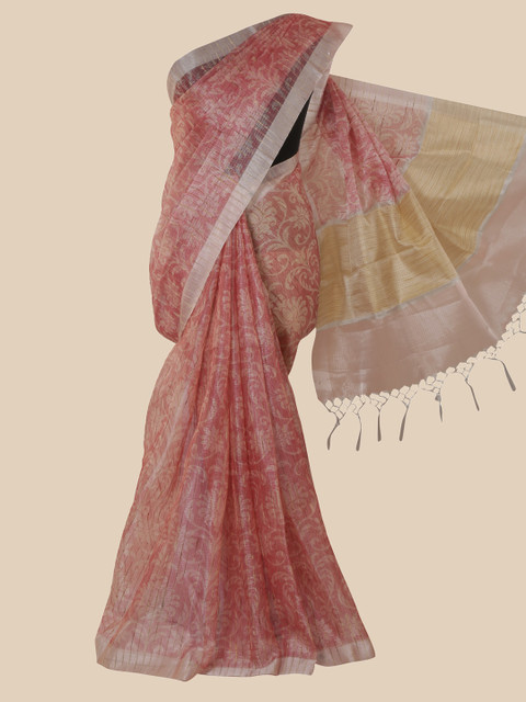 

Pothys Red & Beige Ethnic Motifs Tissue Saree