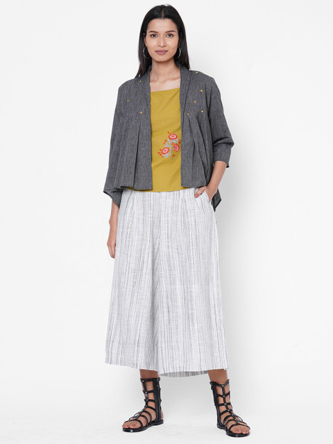 

ZOLA Women Grey & Off White Top with Palazzos