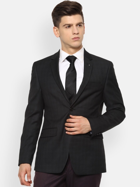 

Louis Philippe Men Black Checked Single-Breasted Formal Blazer