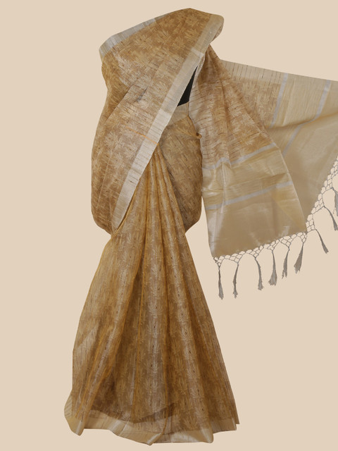 

Pothys Gold-Coloured Woven Design Tissue Saree