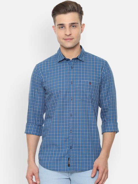 

Louis Philippe Jeans Men Blue & White Slim Fit Checked Casual Shirt