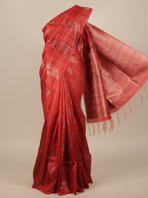 

Pothys Red Woven Design Jute Silk Saree