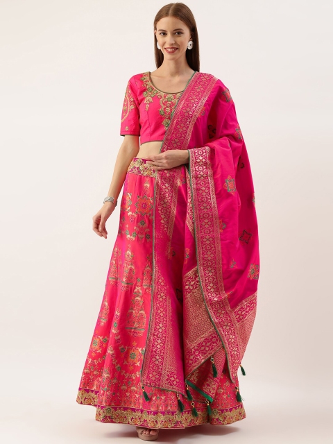 

Kvsfab Women Pink Embroidered Semi-Stitched & Unstitched Lehenga Choli
