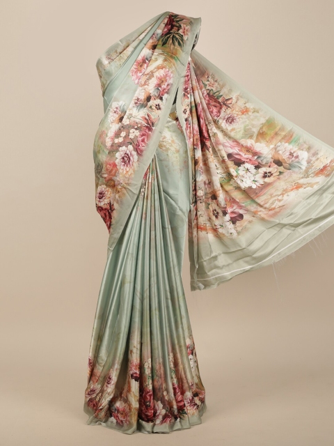 

Pothys Green & Pink Floral Satin Saree