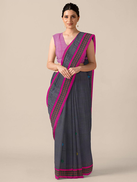 

Taneira Grey & Purple Pure Cotton Saree