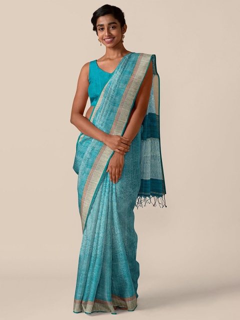 

Taneira Blue & White Pure Silk Saree